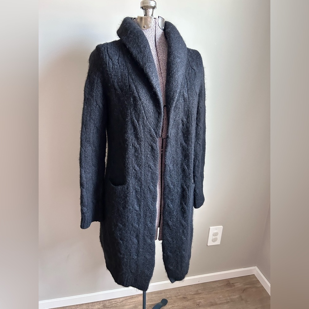 Ralph Lauren Purple Label Black Women's fitted Cardigan Cashmere Mohair Wool